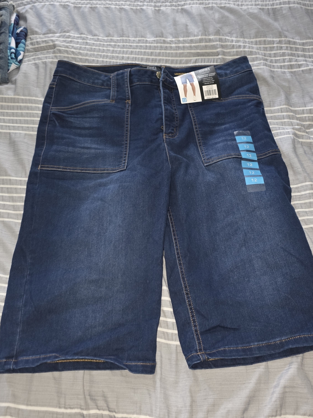Jones New York Royal Wash Denim Bermuda Cargo Shorts